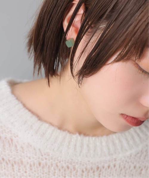 Lilas ピアス ラウンド*キューブカラーストーンピアス K10（両耳