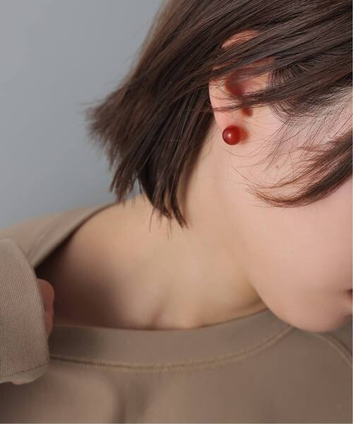 Lilas ピアス ラウンド*キューブカラーストーンピアス K10（両耳