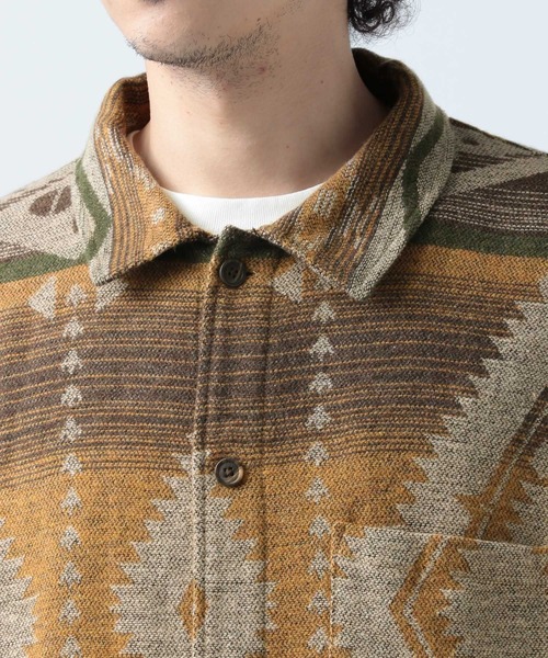 「BAYFLOW」 長袖シャツ MEDIUM ターコイズブルー メンズ_画像5