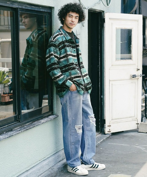 「BAYFLOW」 長袖シャツ MEDIUM ターコイズブルー メンズ_画像7