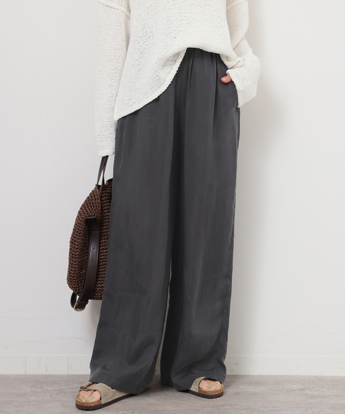 ワイドパンツ パンツ キュプライージーパンツ レディースの画像