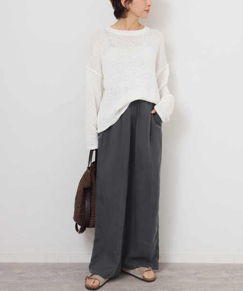 ワイドパンツ パンツ キュプライージーパンツ レディースの画像