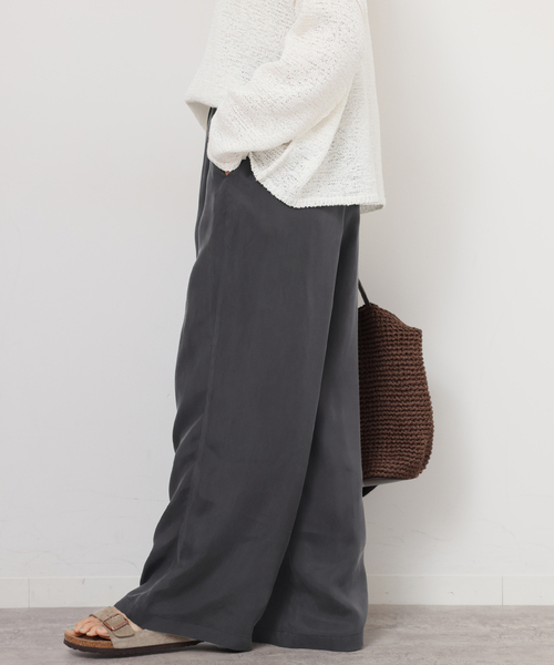 ワイドパンツ パンツ キュプライージーパンツ レディースの画像