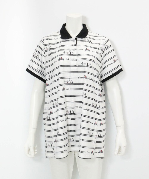 Picone Club ボーダー ポロワンピース Picone CLUB（ピッコーネクラブ） ポロシャツ ポロ ボーダー柄UV