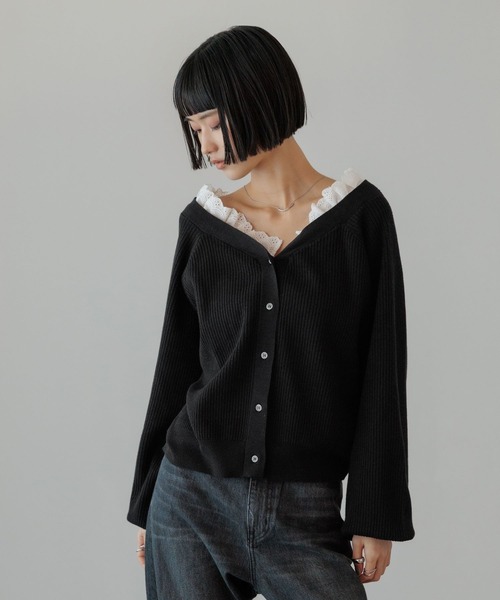 LOWRYS FARM（ローリーズファーム） カーディガン レースドッキングV