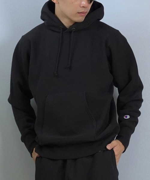 「Champion」 プルオーバーパーカー X-LARGE ブラック メンズ