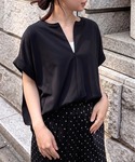 ブラウス シャツ 夏 半袖 前後2WAYハーフ...の詳細画像1