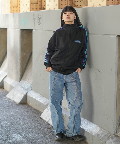 「THRASHER」 ジャージブルゾン MEDIUM ブラック メンズの画像