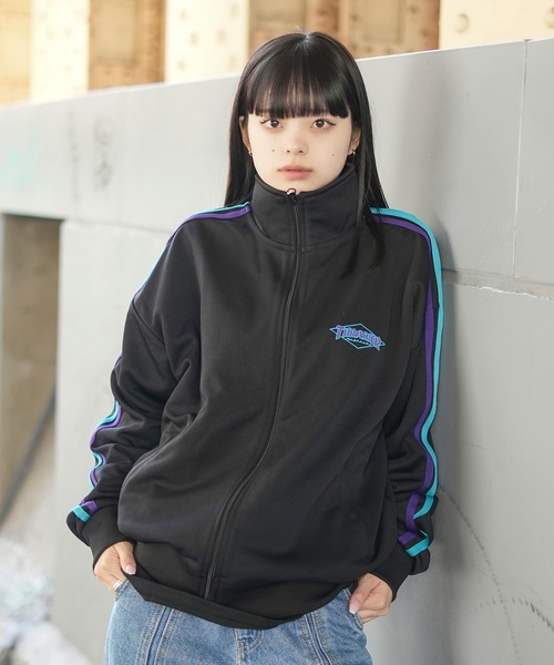「THRASHER」 ジャージブルゾン MEDIUM ブラック メンズの画像