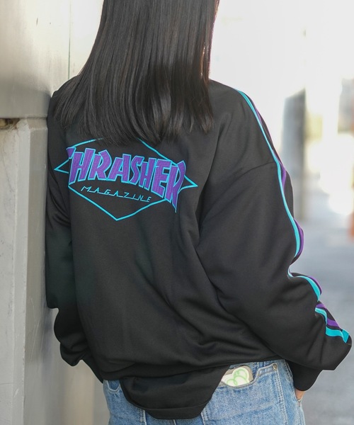 「THRASHER」 ジャージブルゾン MEDIUM ブラック メンズの画像