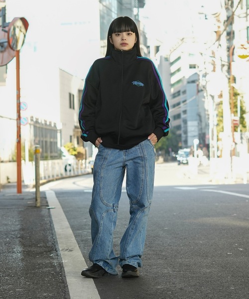 「THRASHER」 ジャージブルゾン MEDIUM ブラック メンズの画像