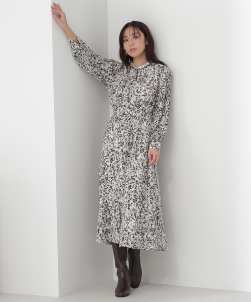 「NATURAL BEAUTY BASIC」 長袖ワンピース SMALL グレー系その他 レディースの画像