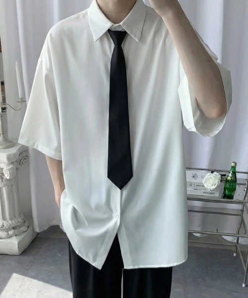 WYZ シャツ 半袖 ネクタイ付きオーバーサイズ半袖シャツ/ユニセックス