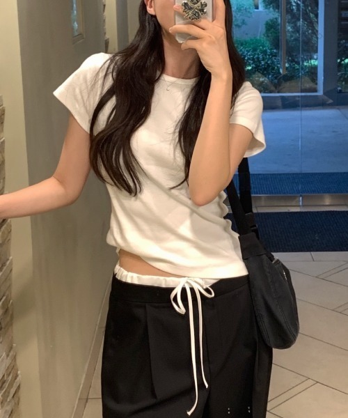 FAVORITO パンツ 配色ドローストリングワイドパンツ レディース