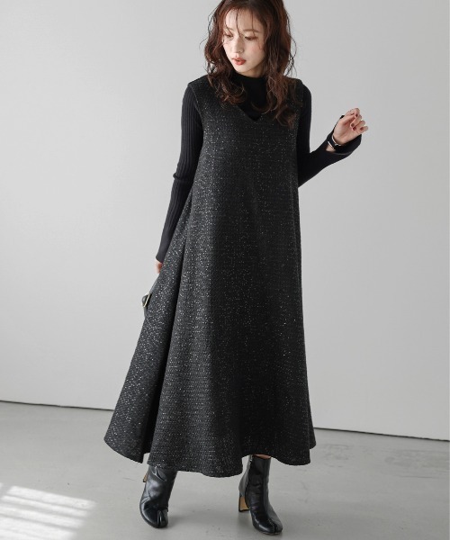 「AMELY」 「La-gemme」ノースリーブワンピース L ブラック レディース_画像3