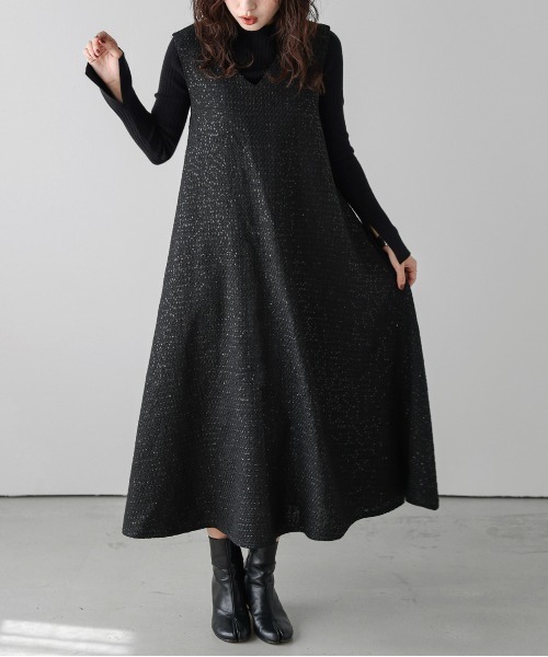 「AMELY」 「La-gemme」ノースリーブワンピース L ブラック レディース_画像5