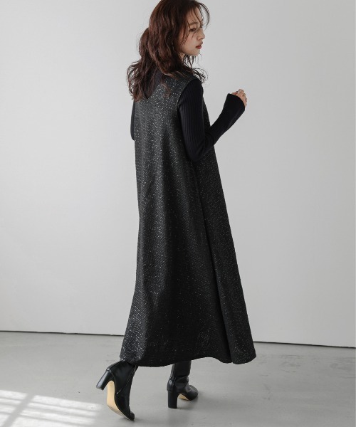 「AMELY」 「La-gemme」ノースリーブワンピース L ブラック レディース_画像8