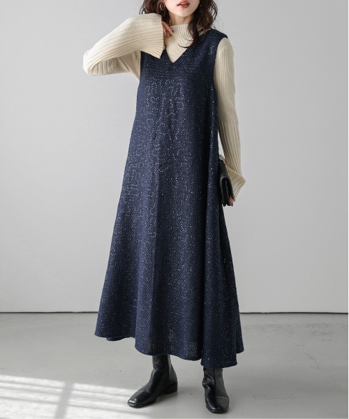 「AMELY」 「La-gemme」ノースリーブワンピース L ブラック レディース_画像9