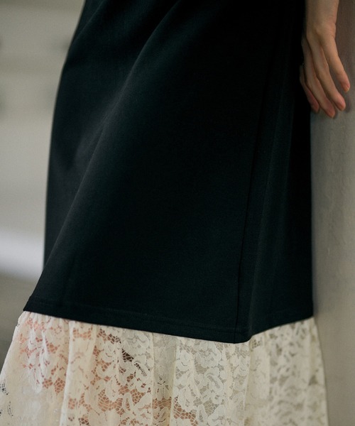 ワンピース bicolor lace layered long dress /バイカラーレース