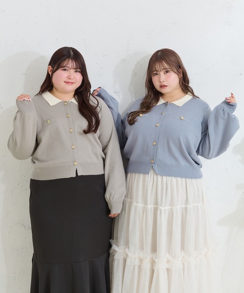 「Louiosy」 ニットカーディガン 3L グレー レディース_画像2