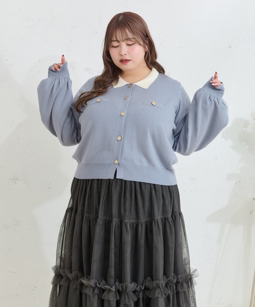 「Louiosy」 ニットカーディガン 3L グレー レディース_画像3