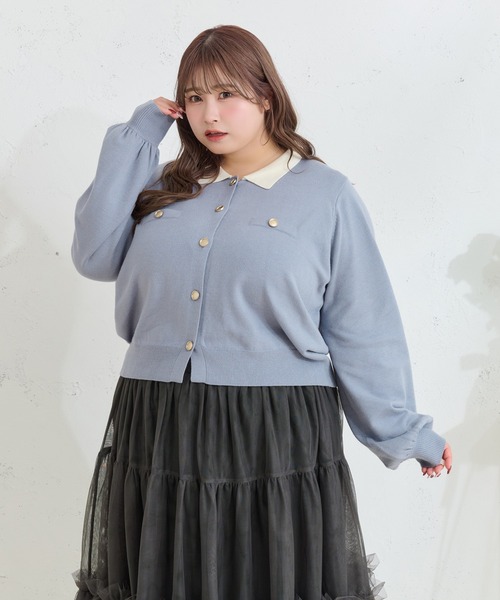 「Louiosy」 ニットカーディガン 3L グレー レディース_画像7