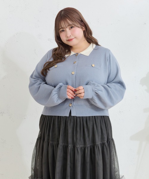 「Louiosy」 ニットカーディガン 3L グレー レディース_画像8