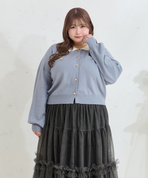 「Louiosy」 ニットカーディガン 3L グレー レディース_画像9