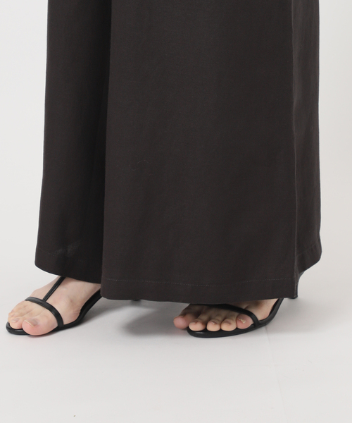 ワイドパンツ パンツ 「追加」「S/Mサイズ展開」手洗い可 / リネンレーヨンワイドイージーパンツ レディースの画像