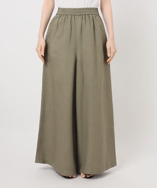 ワイドパンツ パンツ 「追加」「S/Mサイズ展開」手洗い可 / リネンレーヨンワイドイージーパンツ レディースの画像