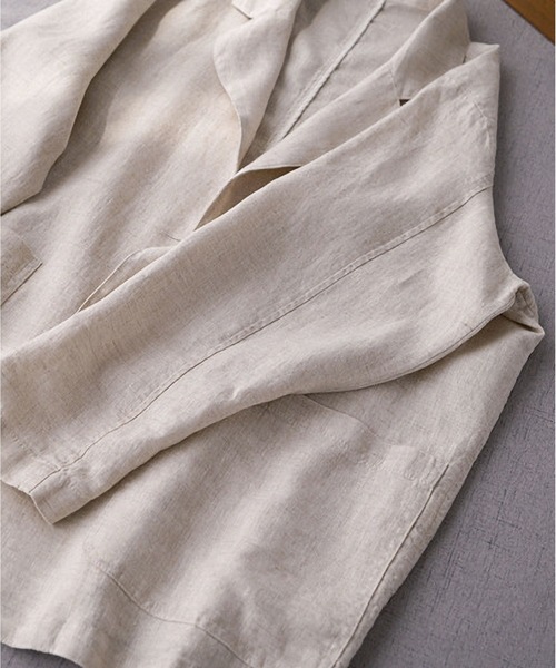 「BLANC FICELLE」 テーラードジャケット L ナチュラル メンズ_画像6