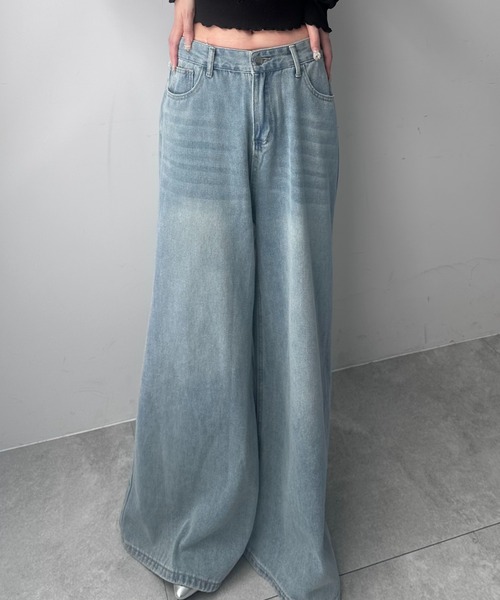 「WEGO」 デニムパンツ LARGE ブルー レディース_画像9