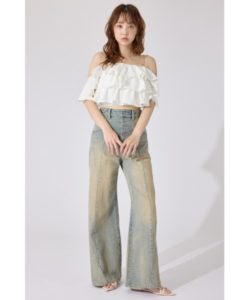 「rienda」 デニムパンツ MEDIUM ライトブルー レディース_画像3