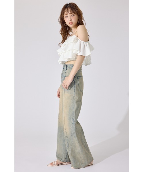 「rienda」 デニムパンツ MEDIUM ライトブルー レディース_画像4