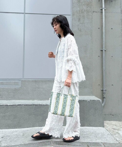「fredy emue」 7分袖ブラウス 38 ネイビー レディース_画像3