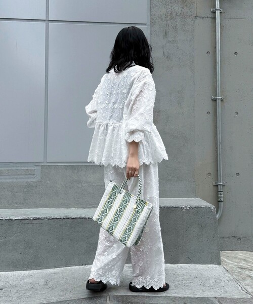 「fredy emue」 7分袖ブラウス 38 ネイビー レディース_画像4