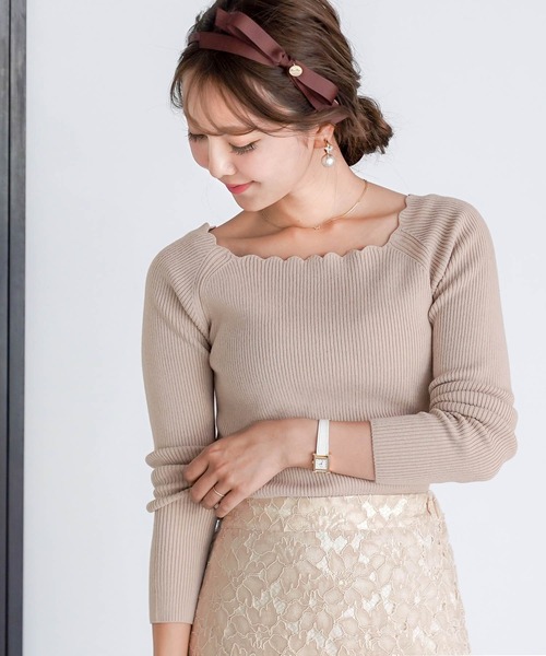 ニット ニット リブ スカラップネック Le Reve Vaniller Zozotown Paypayモール店 通販 Paypayモール