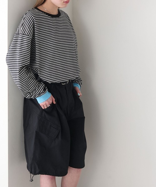 forksy. tシャツ 「forksy.」配色リブオーバーサイズカットソー
