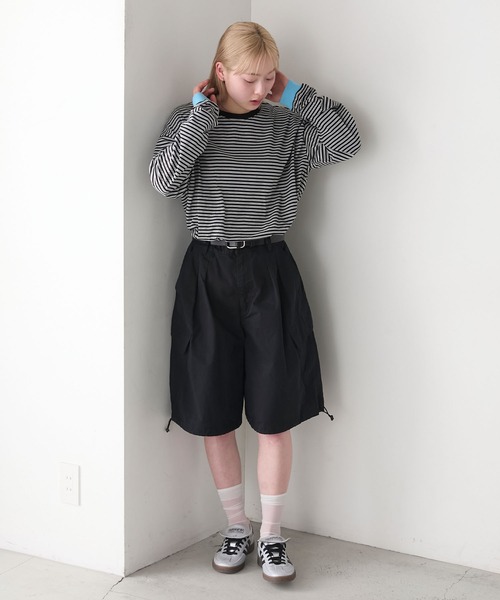 ◆ boohoo ◆オーバーサイズ ストライプ 軽量ニットTシャツ ブラウス シャツ BIGポケットオーバーサイズストライプシャツ