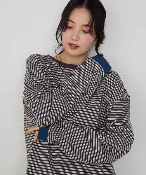 forksy.（フォルクシー） tシャツ 「forksy.」配色リブオーバーサイズ