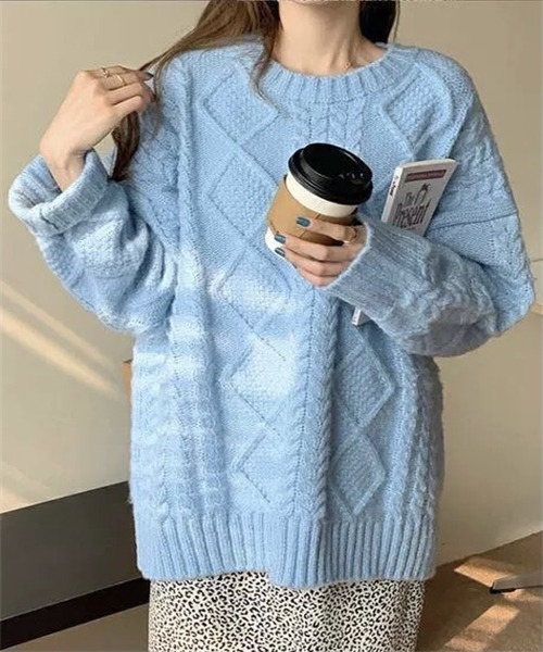 【オシャレ⭐かわいい⭐HEREIAM】青　ニットセーター　サイズ2 楽天市場】ニットカーディガン 全2色 ニット セーター ハイネック