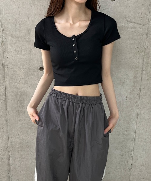 トップス Mallion vintage top GLAMOROUS JANE（グラマラスジェーン） tシャツ ヘンリーボタン