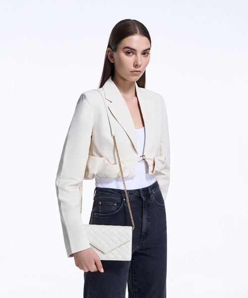CHARLES & KEITH Duo シルバー キルティング パーティーバッグ CHARLES & KEITH Duo シルバー キルティング パーティーバッグ
