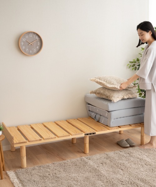 OSMOS すのこベッド 約97×200cm OSMOS】 折りたためる天然木すのこベッド シングルサイズ