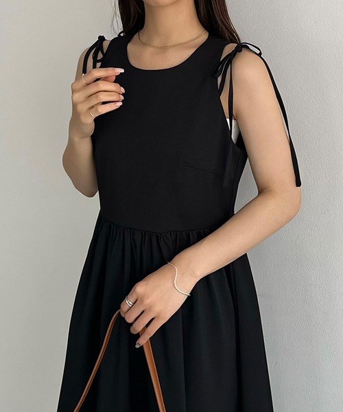 callautia（カラウティア） ワンピース ショルダーリボンノースリーブ
