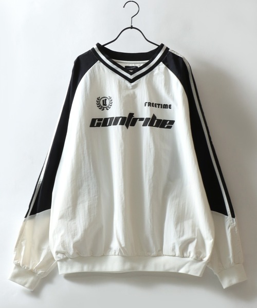  ホワイト ナイロンジャンパー ブラックストライプ (ユニセックス) SITRY（シトリー） ナイロンジャケット 2026AW新型追加 Nylon Pullover
