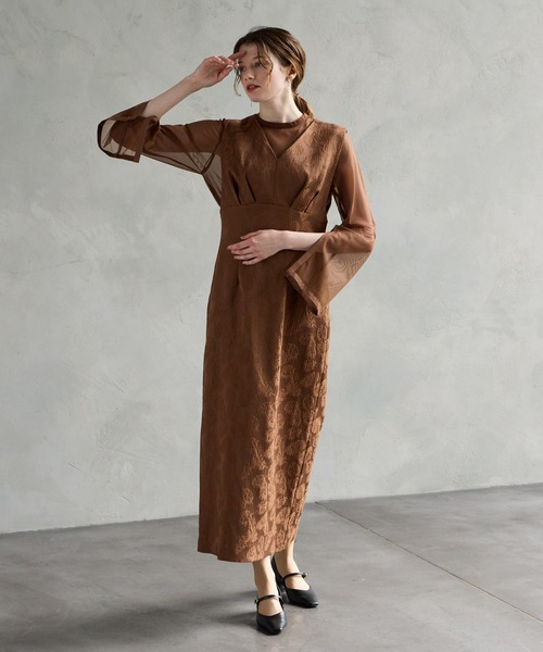 AIMER（エメ） ドレス チュールブラウス付きジャカードIライン