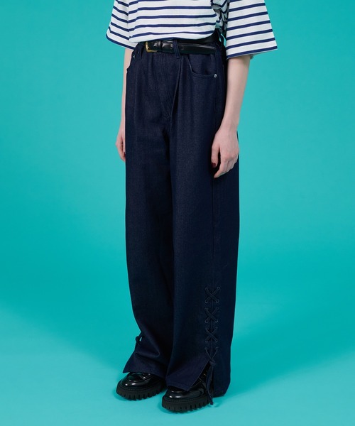 じんこ♡ ONCILY ジーンズ BACK POCKET EMBROIDERY SHIRRING DENIM PANTS
