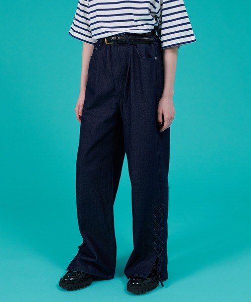 茂樹ページ ONCILY ジーンズ BACK POCKET EMBROIDERY SHIRRING DENIM PANTS