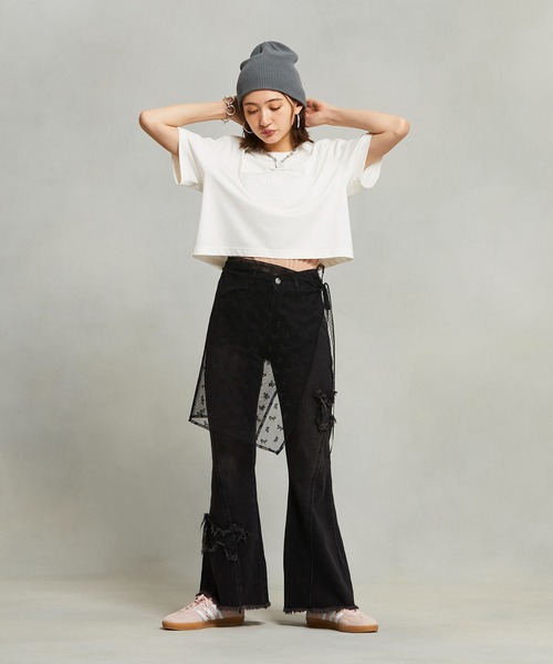 adidas tシャツ ファイヤーバード トレフォイル クロップTシャツ